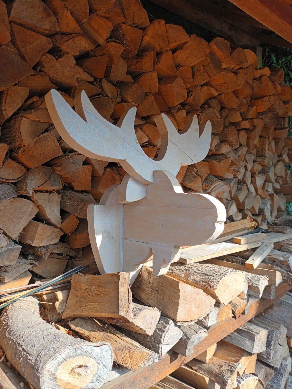 Rendier kop van hout, kerstversiering, eland kop, Ophalen