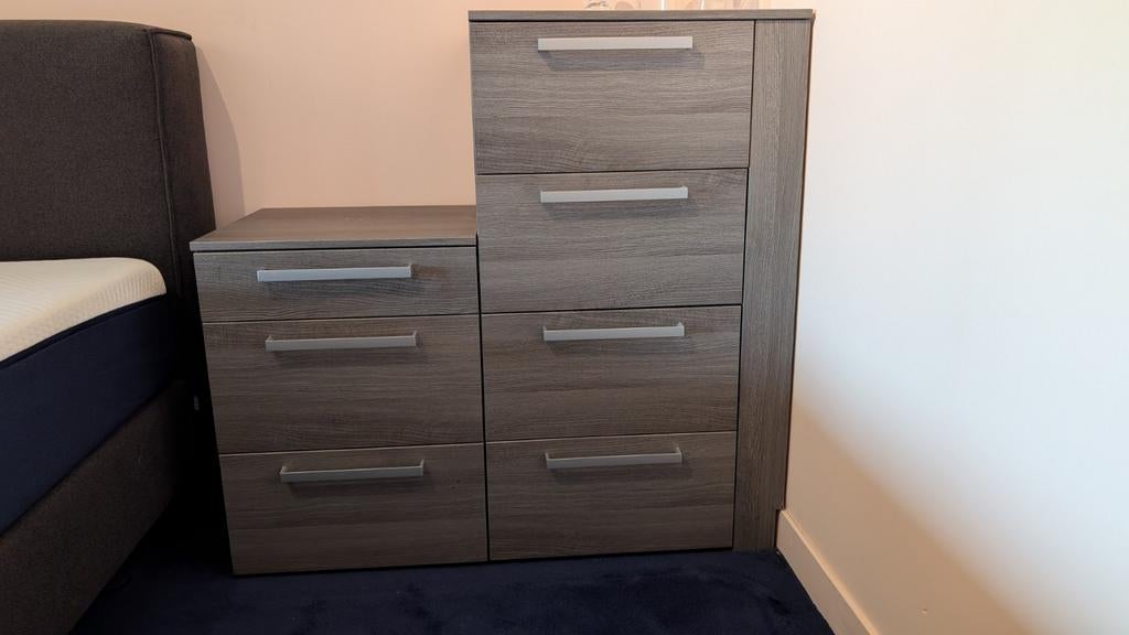 Moderne ladekasten set grijs houtnerf, Huis en Inrichting, Kasten | Ladekasten, Ophalen, Zo goed als nieuw