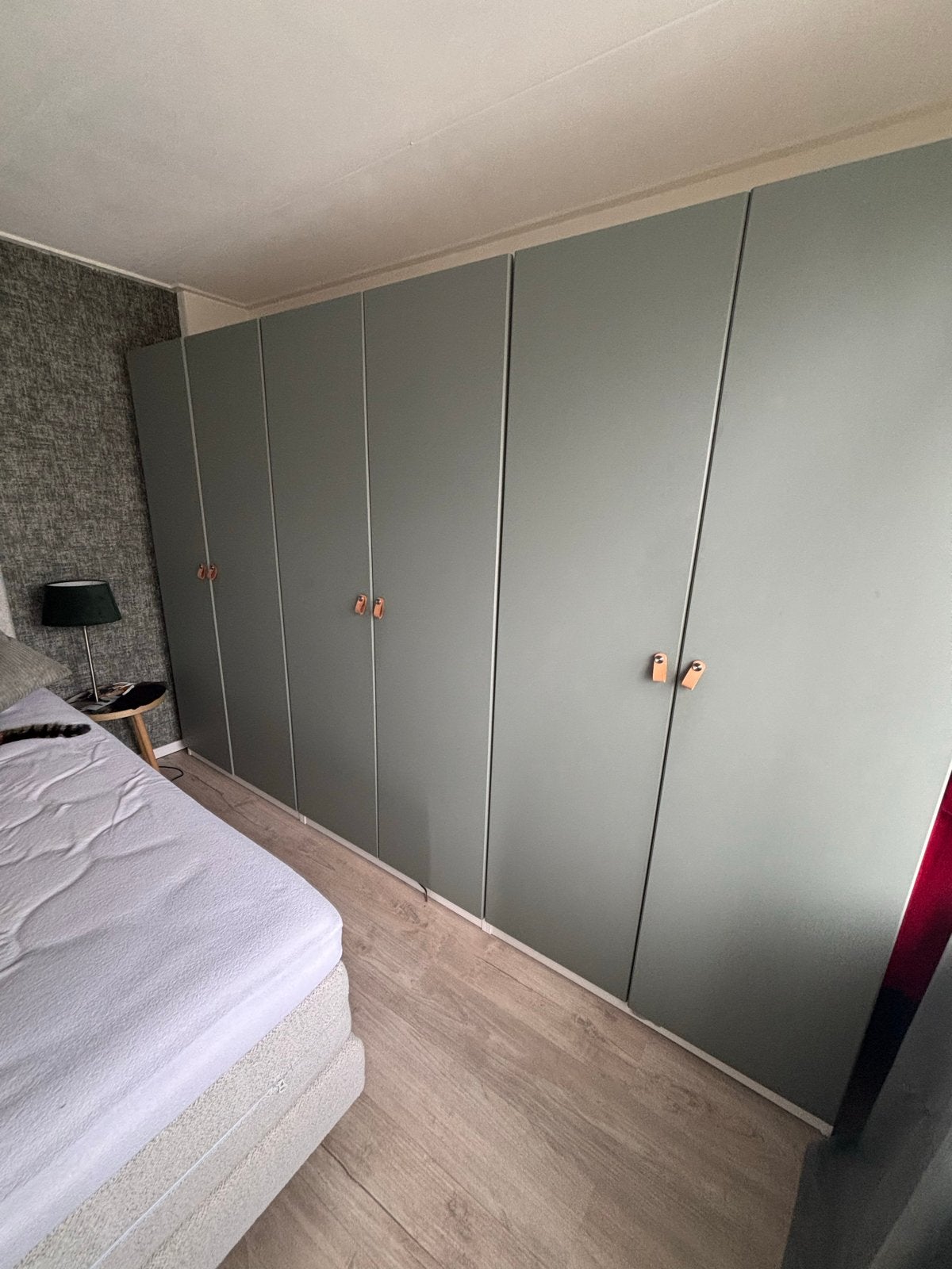 IKEA Reinsvoll deuren 50x195 grijs/groen met leren handgrepe, Ophalen, Overige materialen, Gebruikt, 50 tot 100 cm