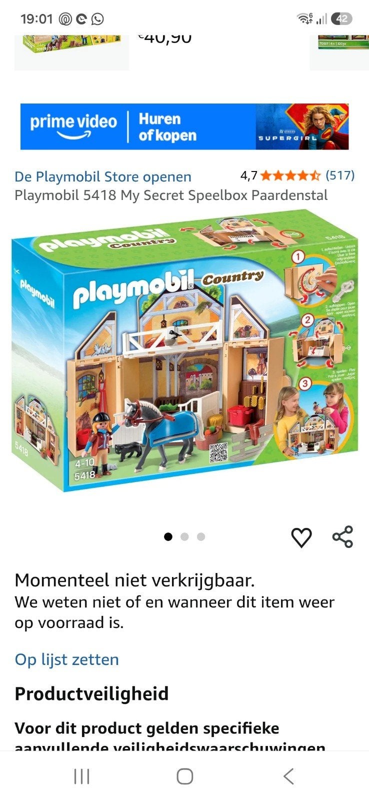 Playmobil Country 5418 My Secret Speelbox Paardenstal, Kinderen en Baby's, Gebouw, Complete set, Ophalen of Verzenden, Zo goed als nieuw