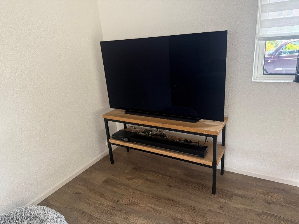 Tv meubel, Ophalen, Gebruikt, 100 tot 150 cm, Eikenhout