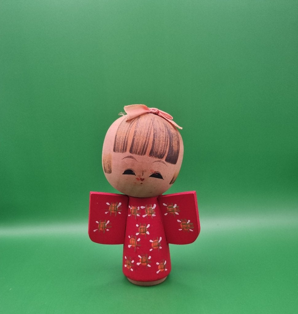 Vintage Kosode Kokeshi, Hout, Ophalen of Verzenden, Geschilderd, 14 cm