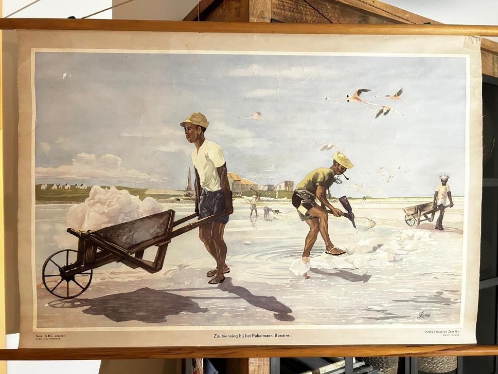Zoutwinning bij het Pekelmeer, Bonaire, Ophalen of Verzenden, Aardrijkskunde