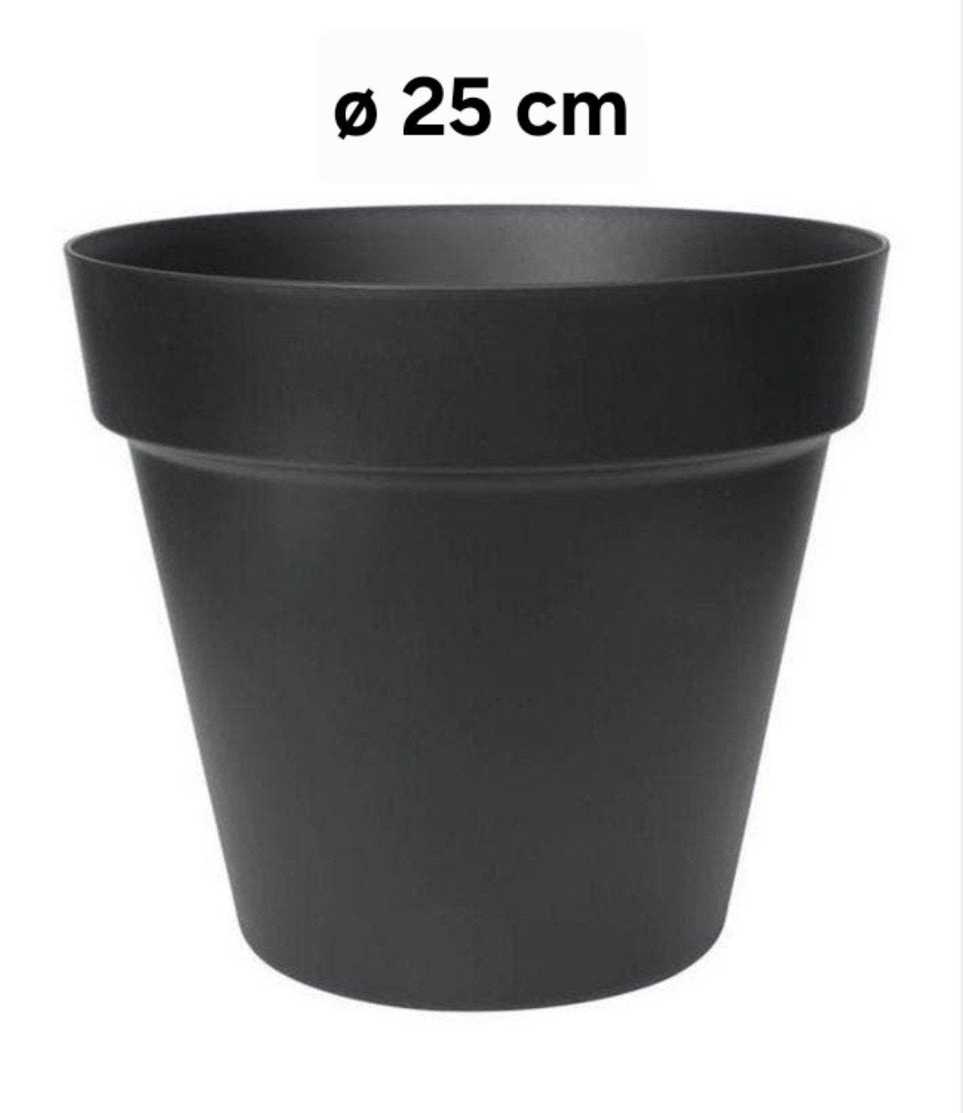 Zwarte bloempot, ø 25 cm 5 + 1 gratis, Kunststof, Rond, Nieuw, Minder dan 40 cm