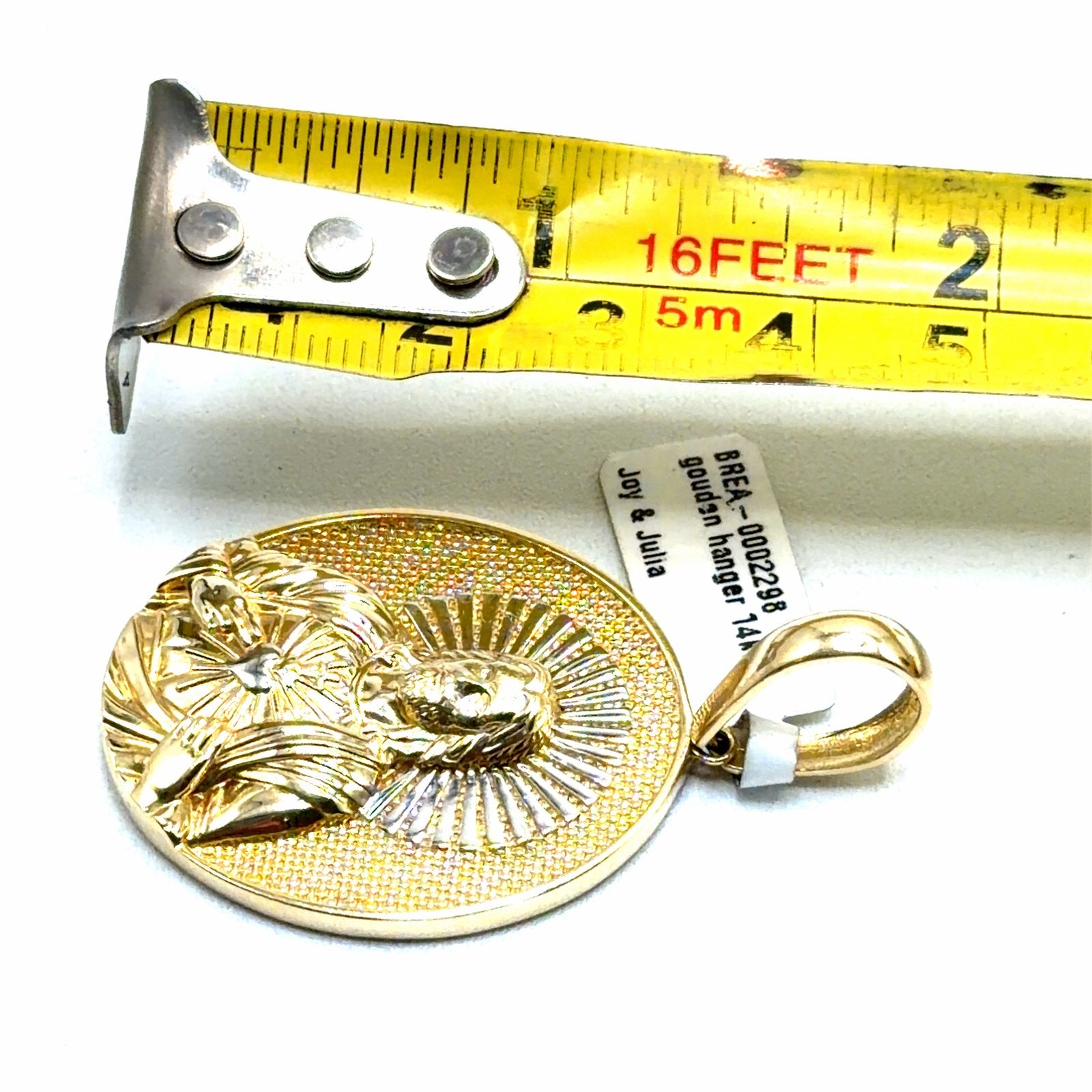 Gouden hanger 14kt met Jezus figuur, Overige voorstellingen, W, Nieuw, Ophalen of Verzenden