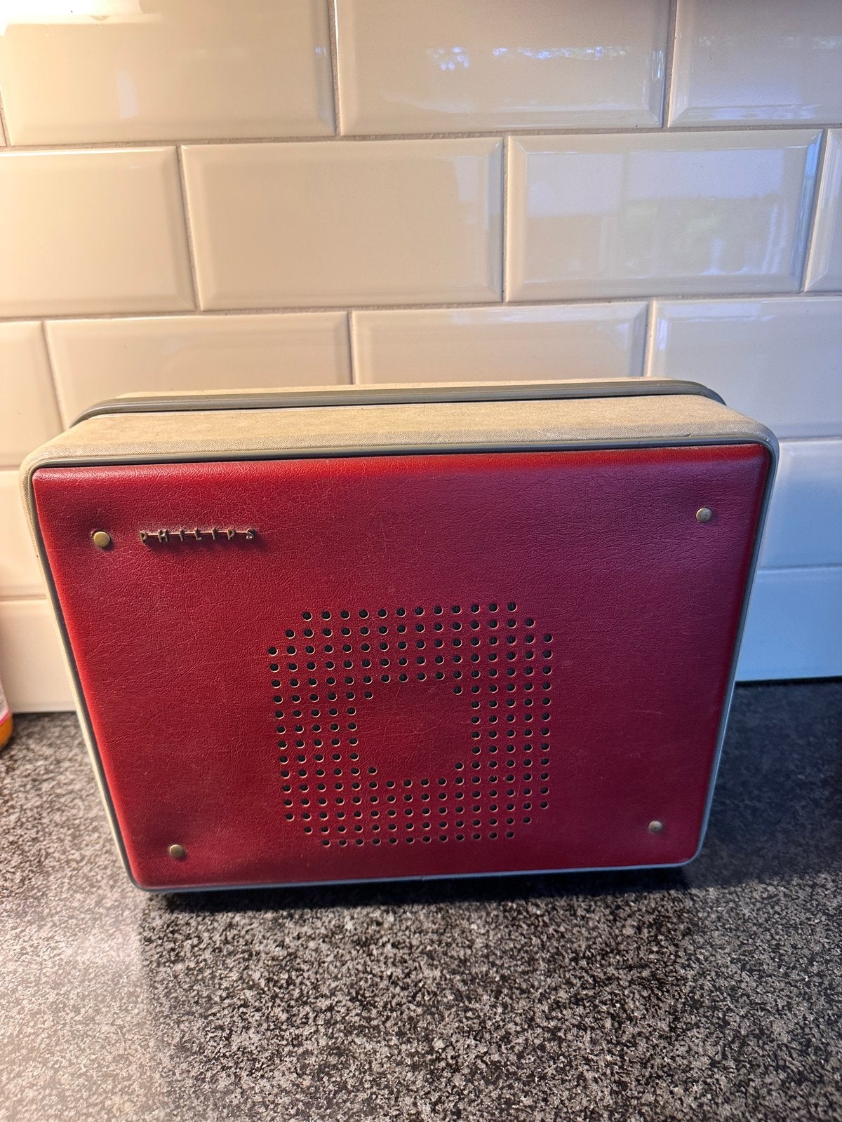 Vintage Philips AG4131 Kofferplatenspeler (Rood/Wit), Ophalen of Verzenden, Gebruikt