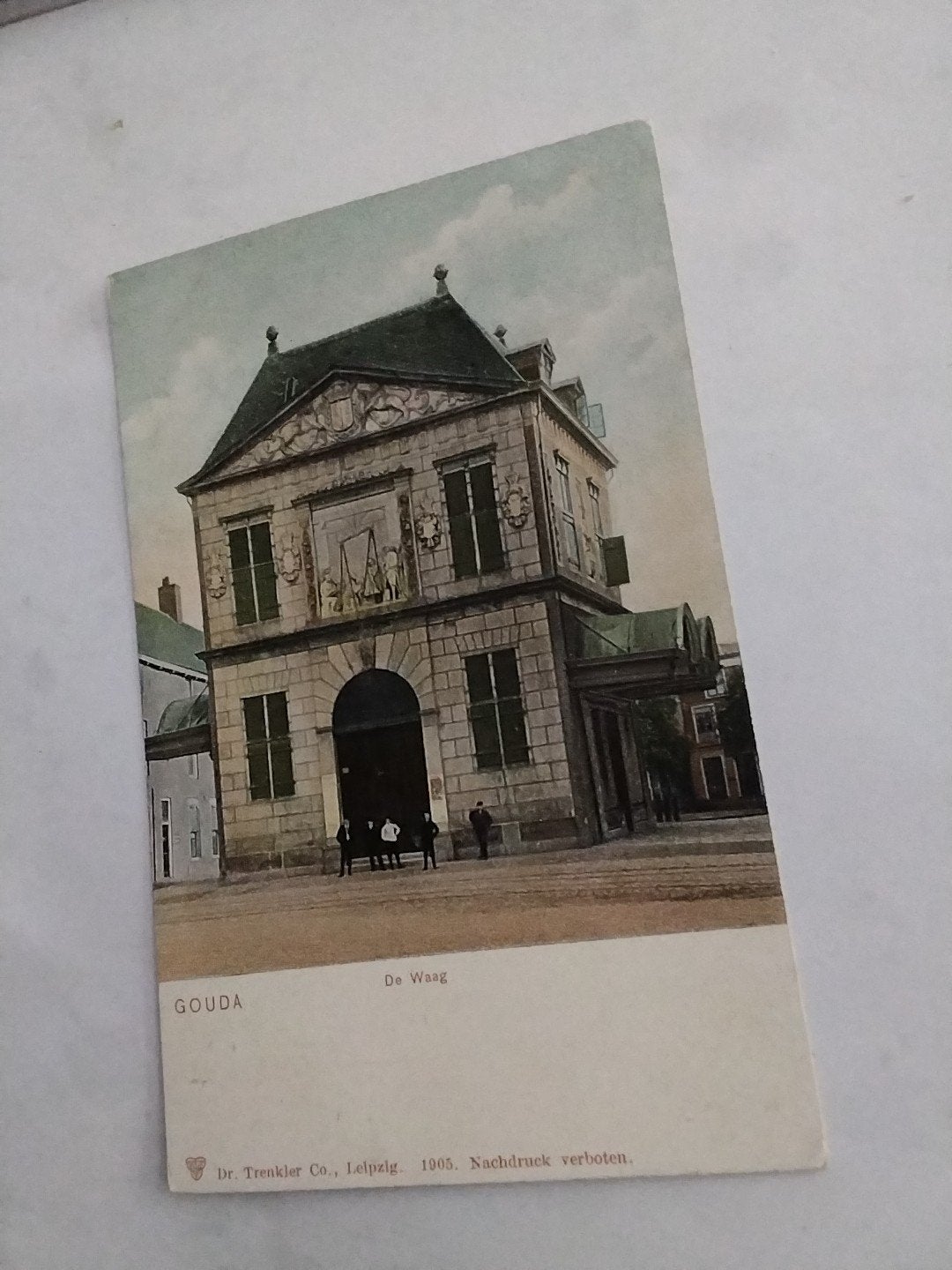 Oude Ansichtkaart Gouda - De Waag (1905), Ophalen of Verzenden, Voor 1920, Gelopen, Zuid-Holland