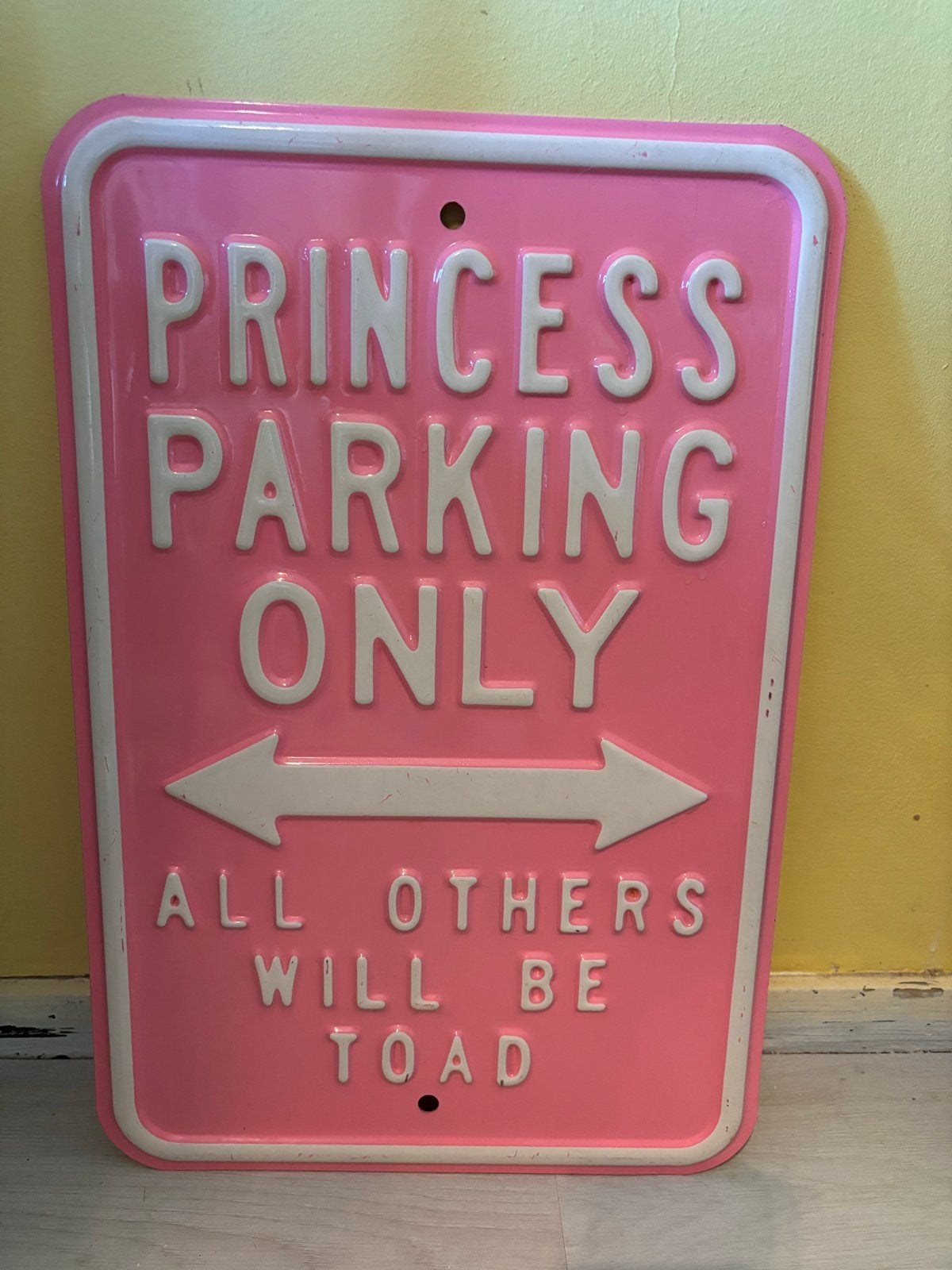 Princess Parking Only bord - Roze metalen decoratie, Gebruikt, Overige stijlen, Roze, Ophalen of Verzenden
