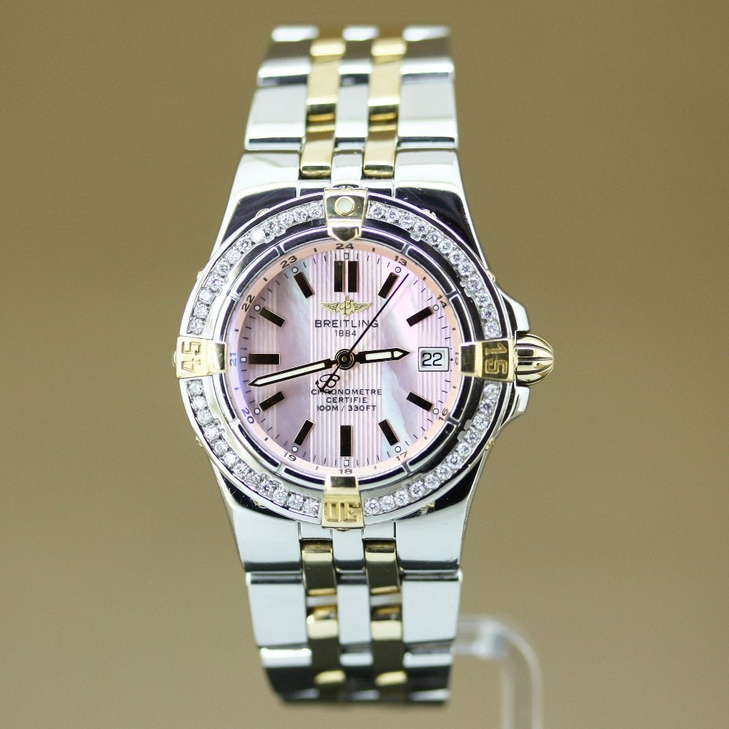 Breitling Starliner B71340 Roze Parelmoer Diamant, Overige merken, Gebruikt, Staal, Polshorloge