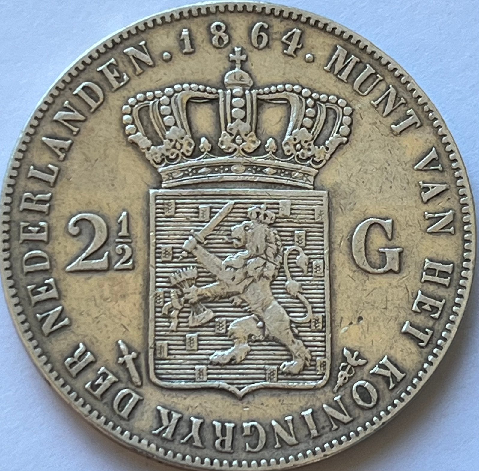 Zilveren rijksdaalder 1864, Koning Willem III, Zilver, Ophalen of Verzenden, Losse munt