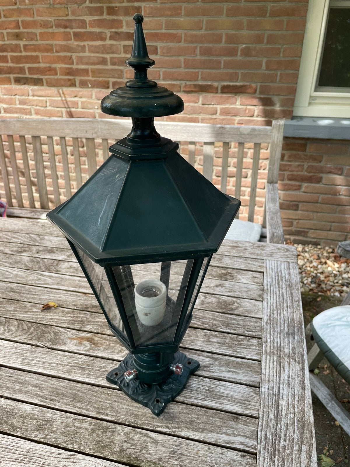 Buitenlamp, Tuin en Terras, Buitenverlichting, Gebruikt, Staande lamp, Aluminium, 50 tot 250 watt, Netvoeding, Ophalen of Verzenden