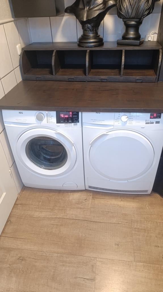 AEG Wasmachine 9kg (C) & Warmtepompdroger 8kg (A+++), Witgoed en Apparatuur, Was-droogcombinaties, Zo goed als nieuw, 8 tot 10 kg