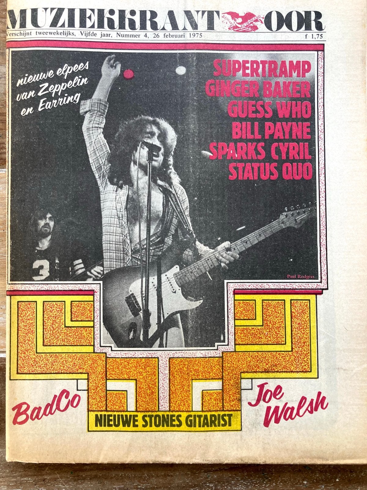 Muziekkrant OOR 1975 JOE WALSH Supertramp GUESS WHO Status Q, Ophalen of Verzenden, Gelezen, Muziek, Film of Tv