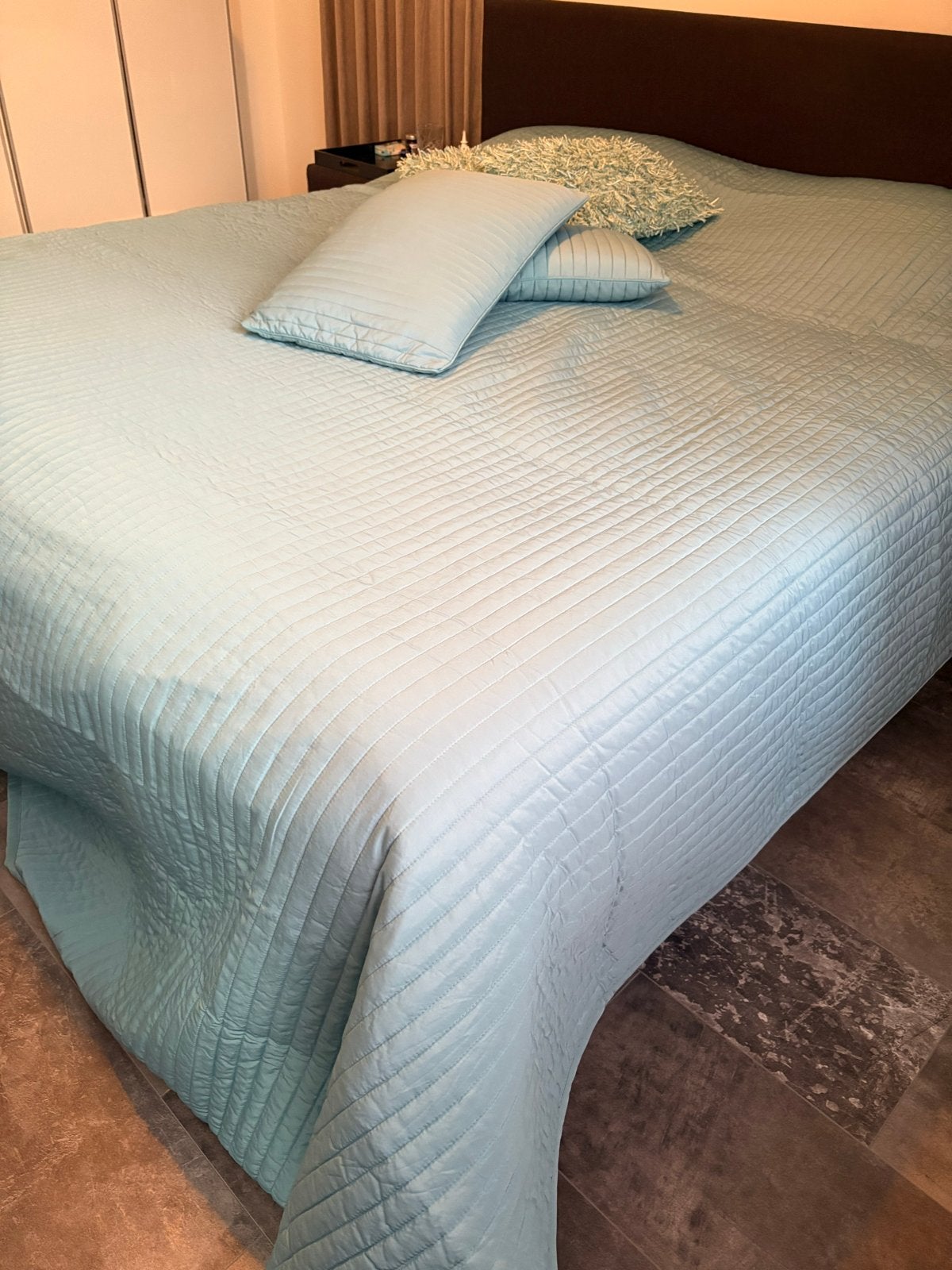 Mooie sprei met kussens, Gebruikt, Blauw, Tweepersoons, Ophalen of Verzenden