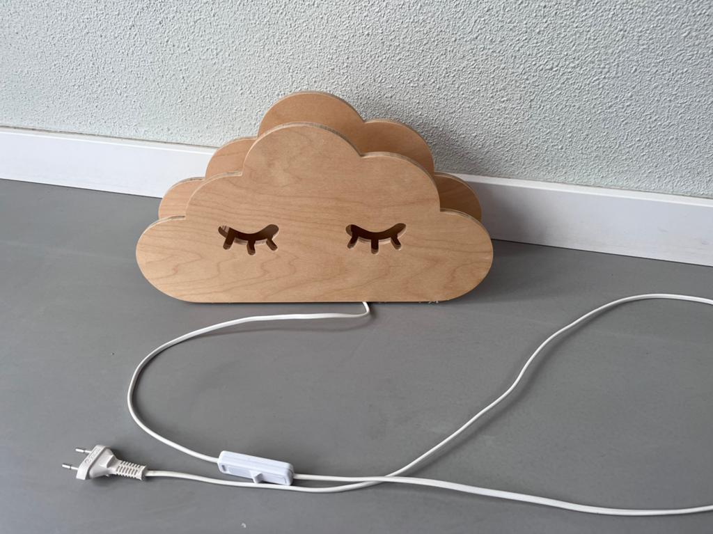 Houten kinder nacht lamp wolk, Ophalen, Zo goed als nieuw, Lamp