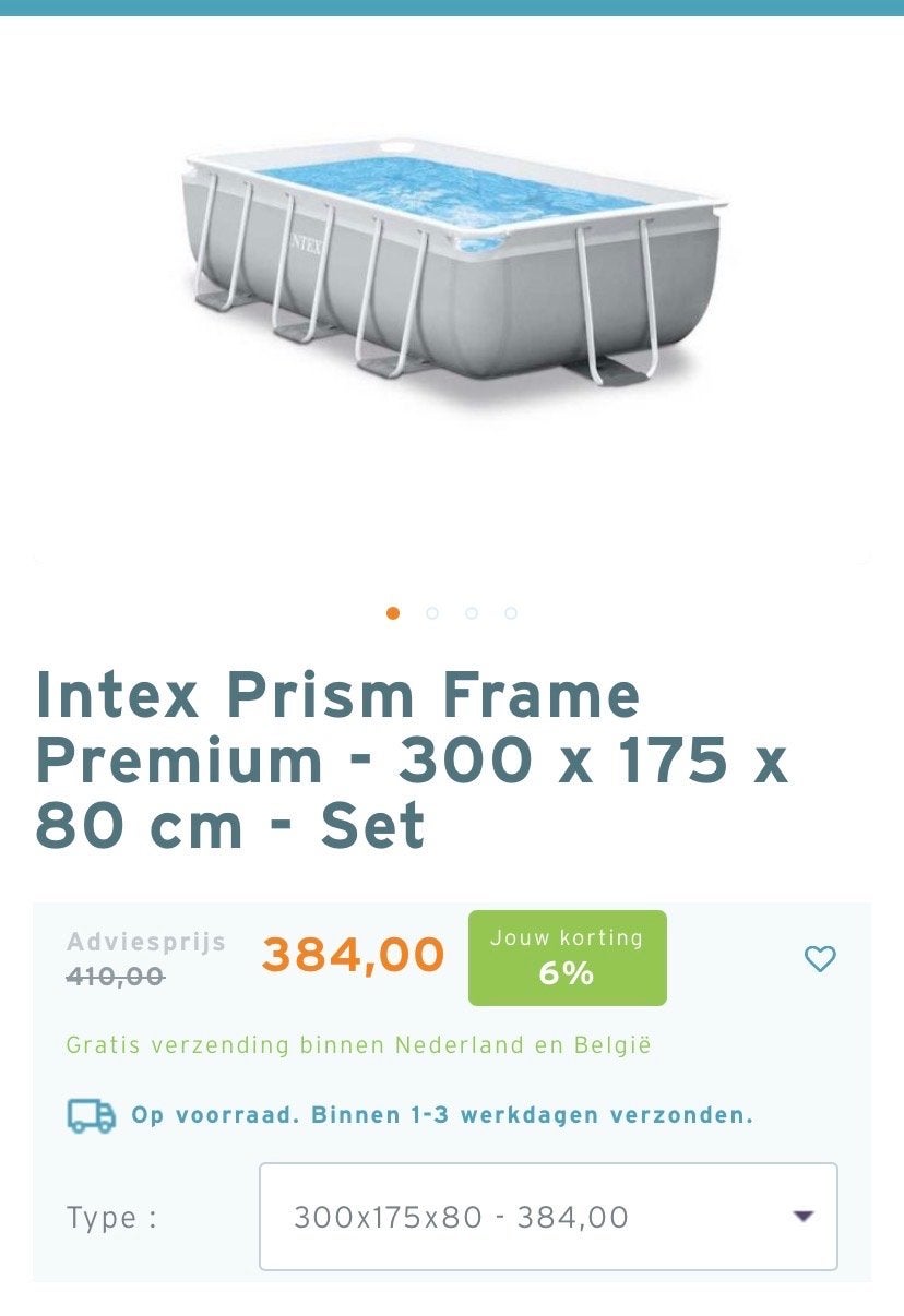 Zwembad intex Prism Frame Zwembad 300x175x80 cm, Ophalen, Gebruikt, 200 tot 300 cm, 80 tot 120 cm