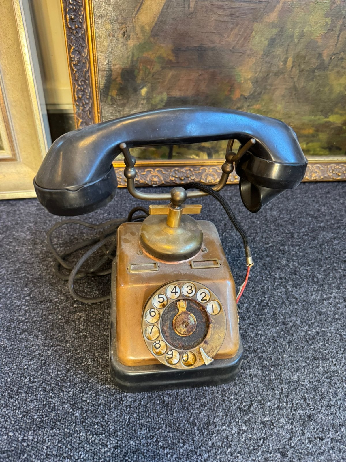 Vintage bakeliet draaischijftelefoon – oude telefoon, Ophalen of Verzenden, Zo goed als nieuw, Bakeliet