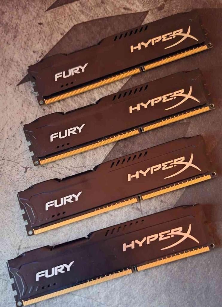 RAM DDR3 4x 4GB HyperX Fury (16GB totaal), Computers en Software, RAM geheugen, Gebruikt, DDR3, Ophalen of Verzenden, Desktop