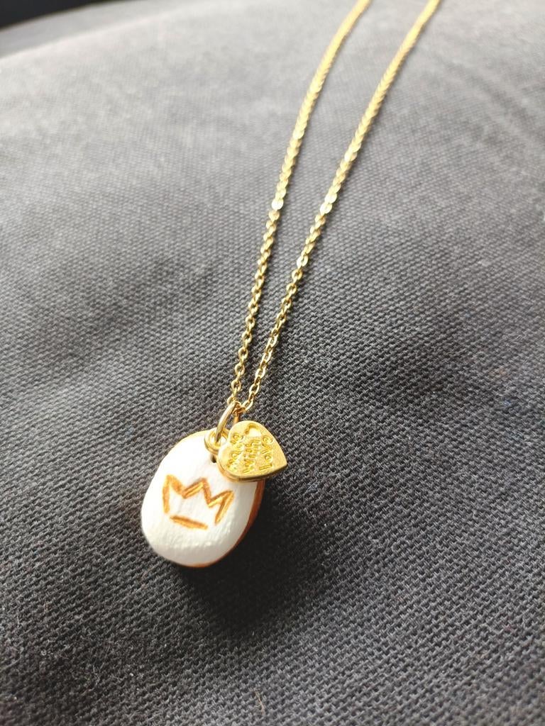 RVS Goudkleurig Ketting + Hanger met Kroon - Handgemaakt, Nieuw, Ophalen of Verzenden, Goud, Overige materialen