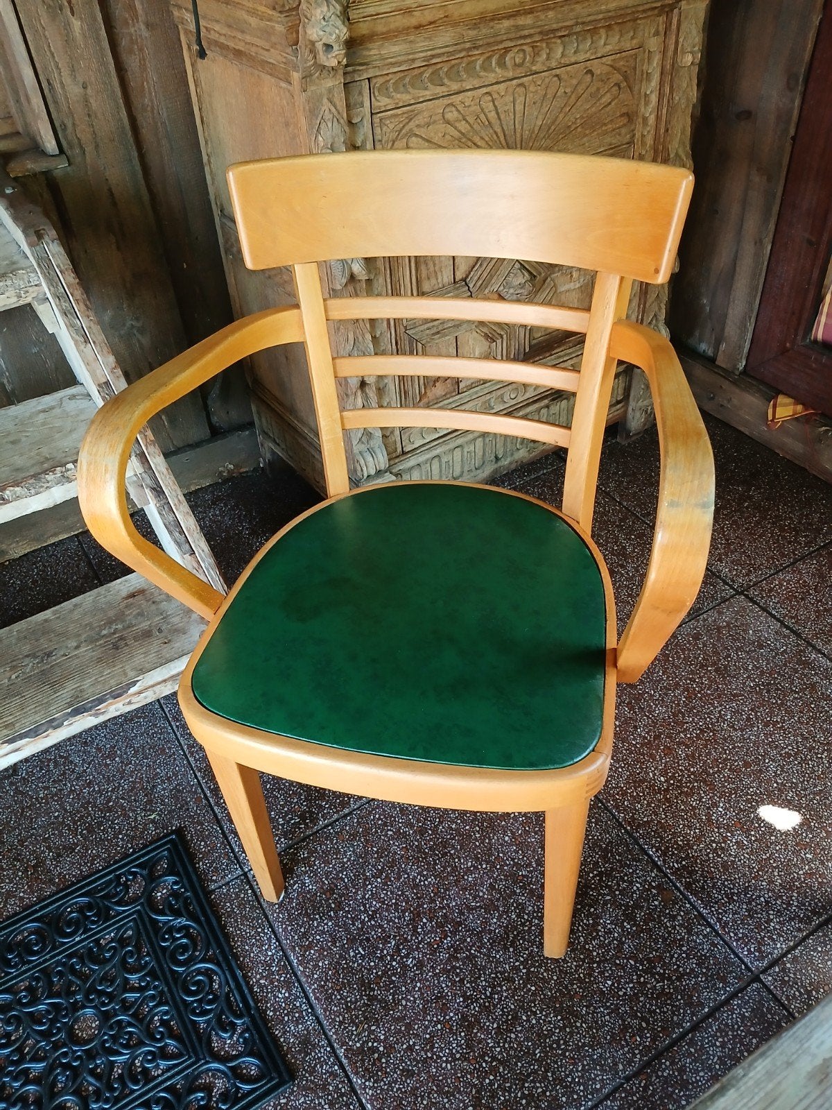 Vintage houten bureaustoel Gebr. Verhouden, Antiek en Kunst, Antiek | Meubels | Stoelen en Banken, Ophalen of Verzenden