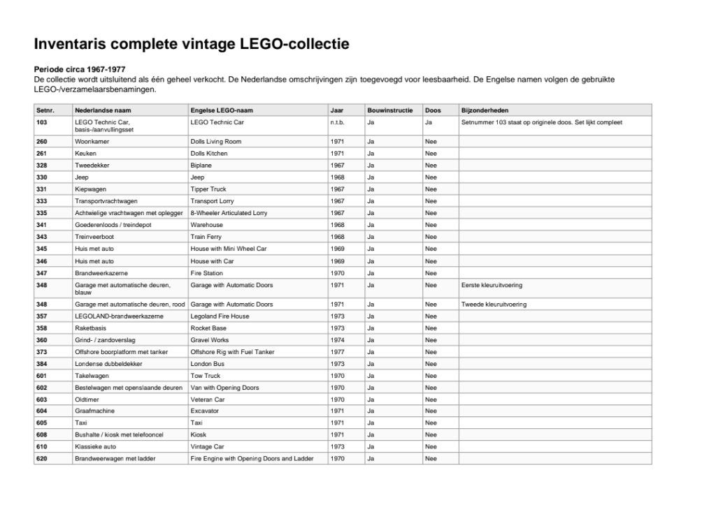 Vintage LEGO '67-'77 met bouwplaat