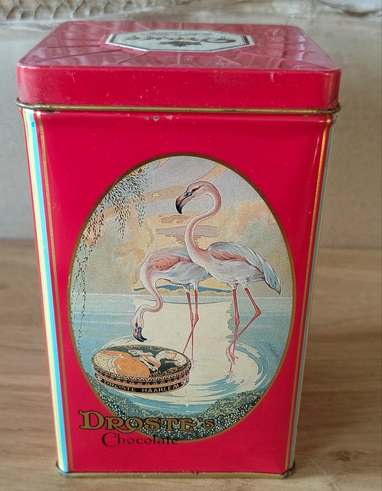 125 Jaar Jubileum Droste's cacao met roze flamingo's, Antiek en Kunst, Ophalen of Verzenden