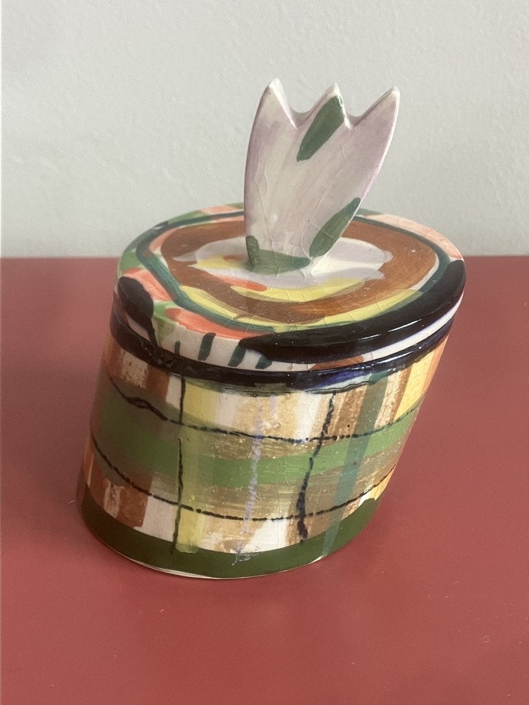 Unieke keramieken doosje met tulp in mooie kleuren, Ophalen of Verzenden