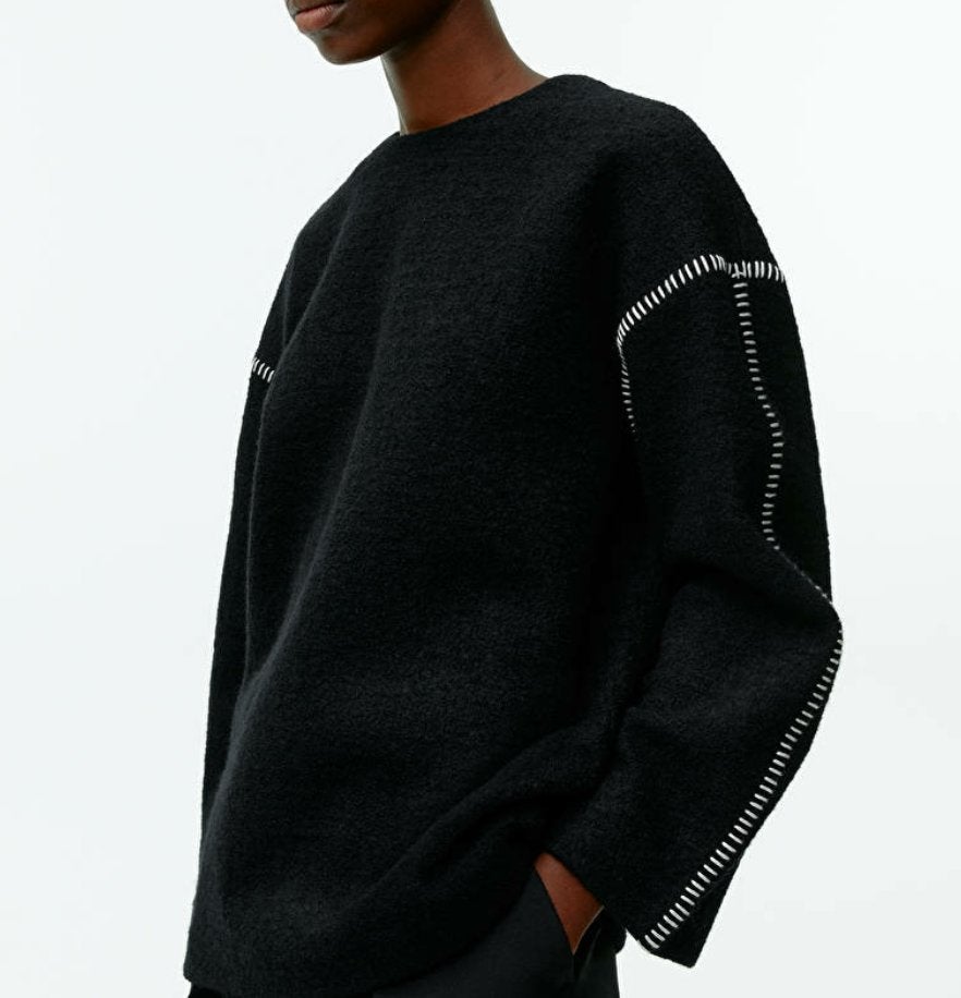zwarte sweater gefestonneerd Arket mt S (M), Verzenden, Zwart, Arket, Maat 36 (S)