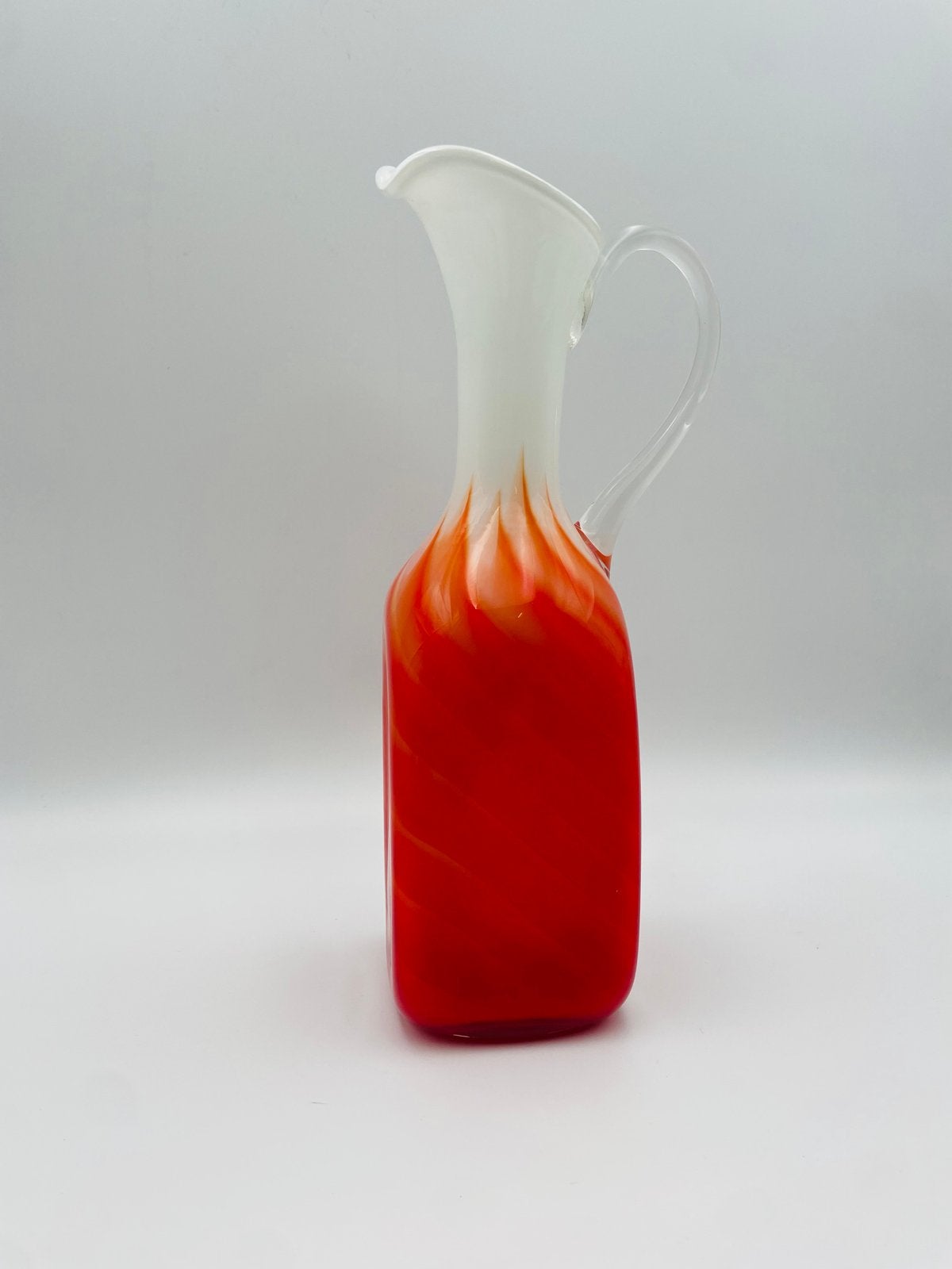 Vintage Murano vaas - Rood en Wit Glas, Ophalen of Verzenden