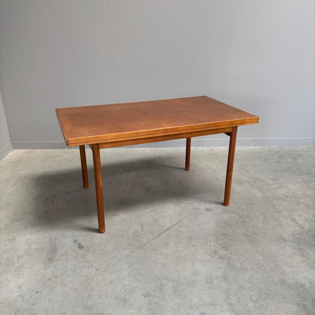 Jaren 60 eettafel uitschuifbaar vintage 70 80 teak, Huis en Inrichting, Ophalen, Gebruikt, Eikenhout, 50 tot 100 cm