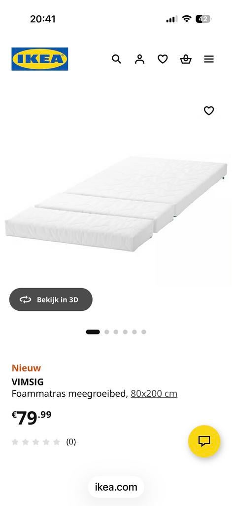 IKEA VIMSIG meegroei matras 80x130/165/200 cm NIEUW, Kinderen en Baby's, Kinderkamer | Bedden, Ophalen, Nieuw, 70 tot 85 cm, Matras