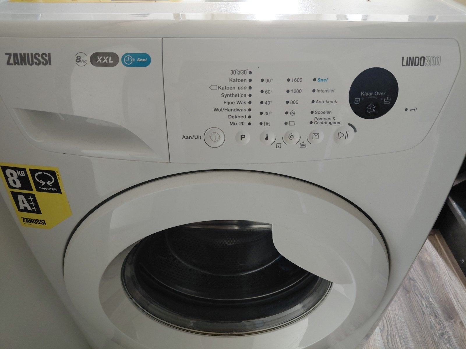 Zanussi Lindo 300 Wasmachine 8kg A+++ 1600 toeren, Ophalen, Gebruikt, Energieklasse A of zuiniger, 1200 tot 1600 toeren