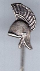 Romijnse helm zilverkleurig speldje ( D_216), Verzamelen, Ophalen of Verzenden, Zo goed als nieuw, Stad of Land, Speldje of Pin