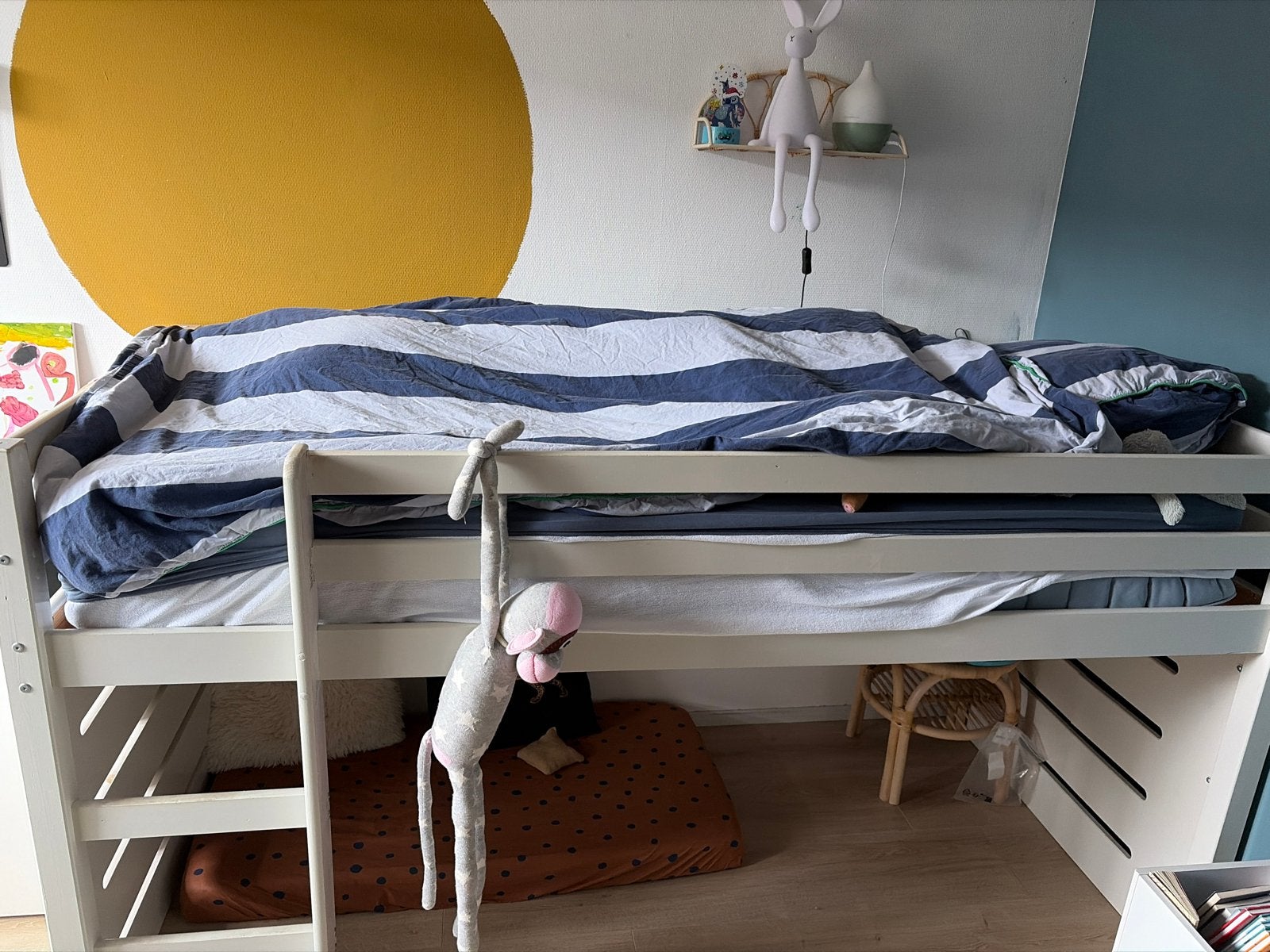 Halfhoogslaper wit met lattenbodem, Ophalen, Gebruikt, 90 cm, Eenpersoons