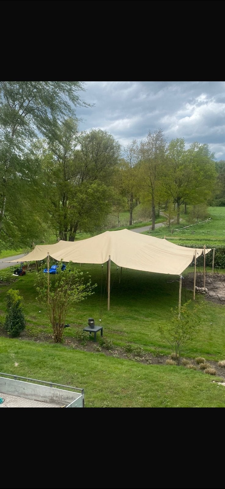 Stretchtent te huur huren 10x10 m, Ophalen, 3 ramen of meer, Schuur, Zo goed als nieuw