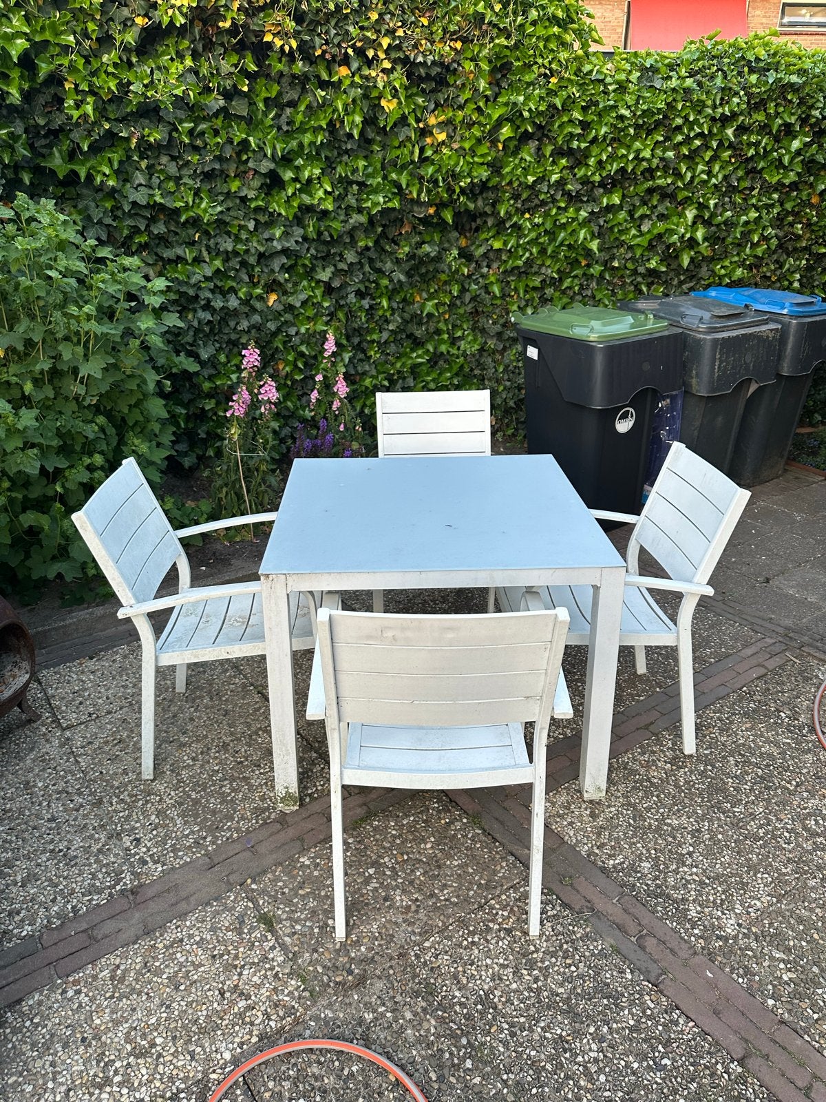 Wit tafel setje - opknapper, Ophalen, Gebruikt, Eettafel, Tuinset