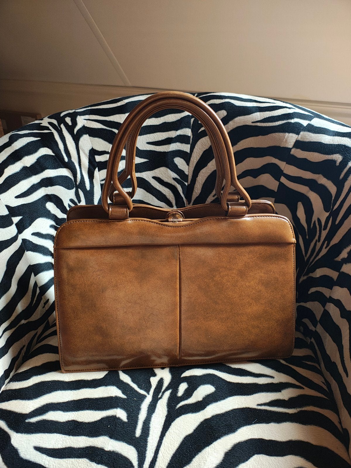 Vintage Stevando handtas made in Holland jaren 60/70 classic, Verzenden, Zo goed als nieuw, Bruin, Handtas