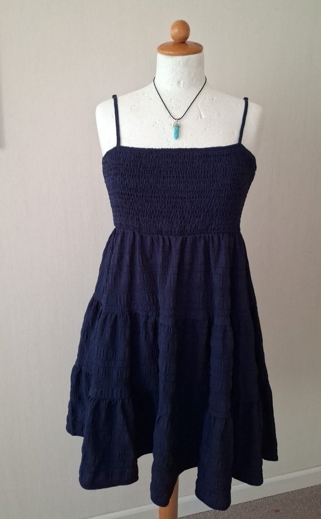 Donkerblauw jurkje maat M met stroken rok, Maat 38/40 (M), Zara, Nieuw, Boven de knie