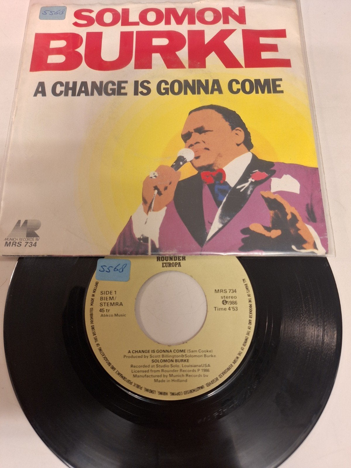 Solomon Burke - A change is gonna come, 1986., Fotohoes, Verzenden, 7 inch