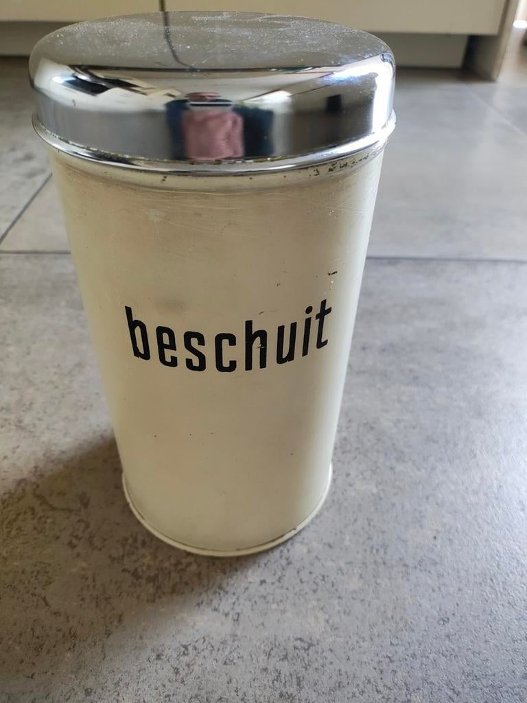 Vintage Brabantia Beschuitbus Ecru met Lifter, Ophalen of Verzenden