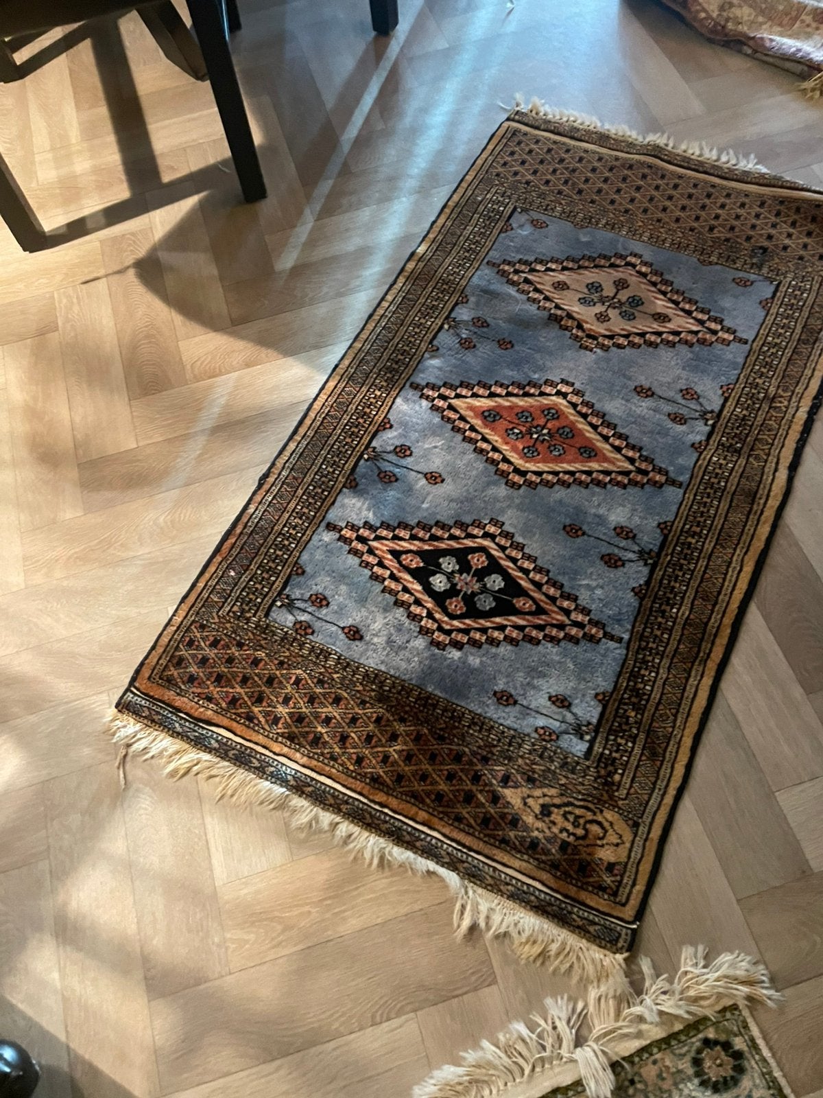 Perzisch tafel loper blauw, 100 tot 150 cm, Blauw, 200 cm of meer, Ophalen of Verzenden