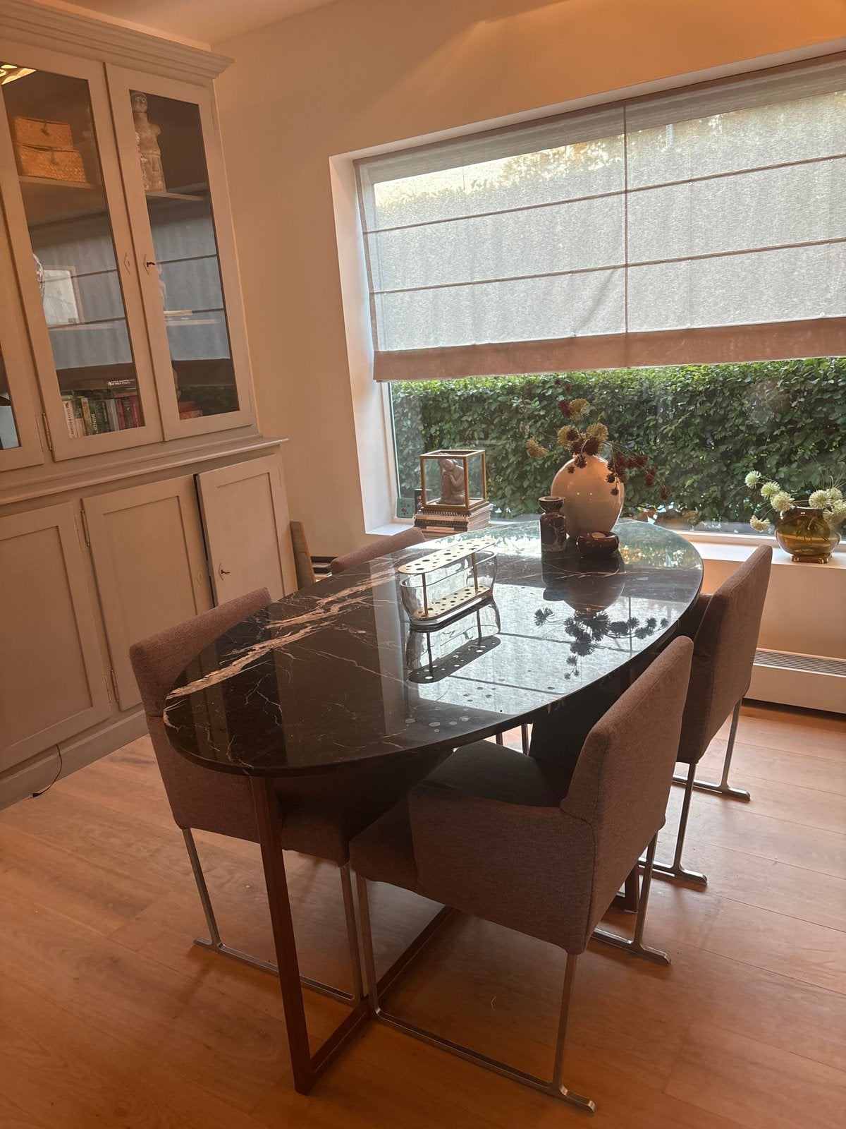 Ovale eettafel met marmerblad, Ophalen, Overige materialen, 100 tot 150 cm, 50 tot 100 cm