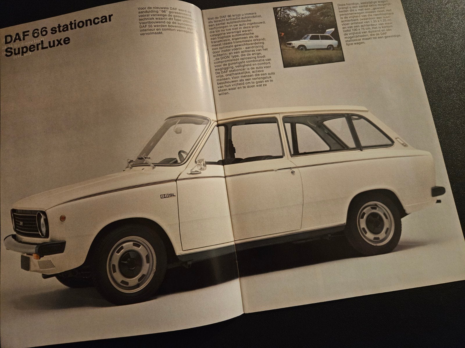 Brochure Daf 66 Stationcar 1972, Ophalen of Verzenden, Zo goed als nieuw, Overige merken