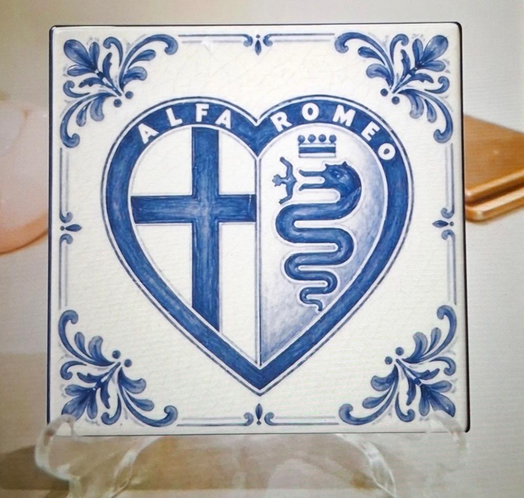 Decoratie tegel Alfa Romeo 15x15 cm, Antiek en Kunst, Antiek | Wandborden en Tegels, Ophalen of Verzenden