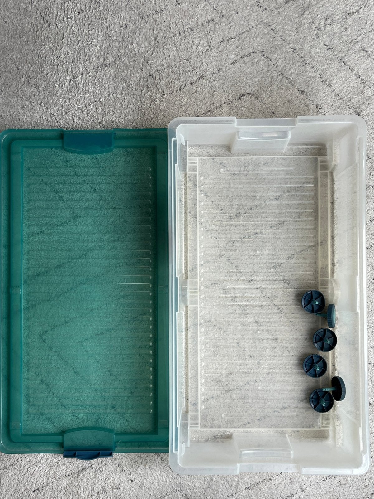 Opbergbox met deksel en wieltjes (2 stuks), Ophalen, Kunststof, 100 tot 150 cm, Zo goed als nieuw
