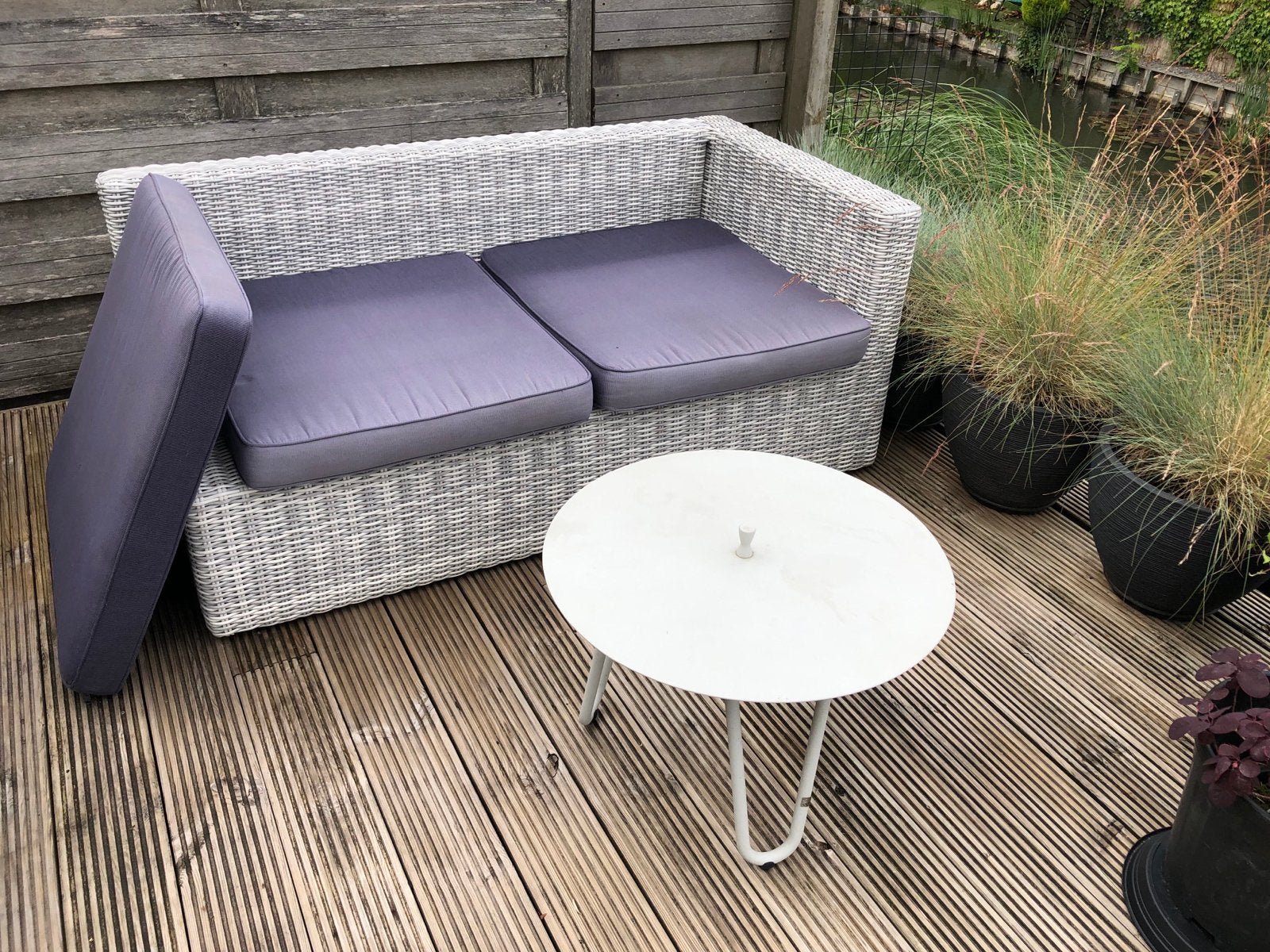 Wicker loungeset bank met kussens, Tuin en Terras, Tuinsets en Loungesets, Gebruikt, Loungeset, Wicker, Bank