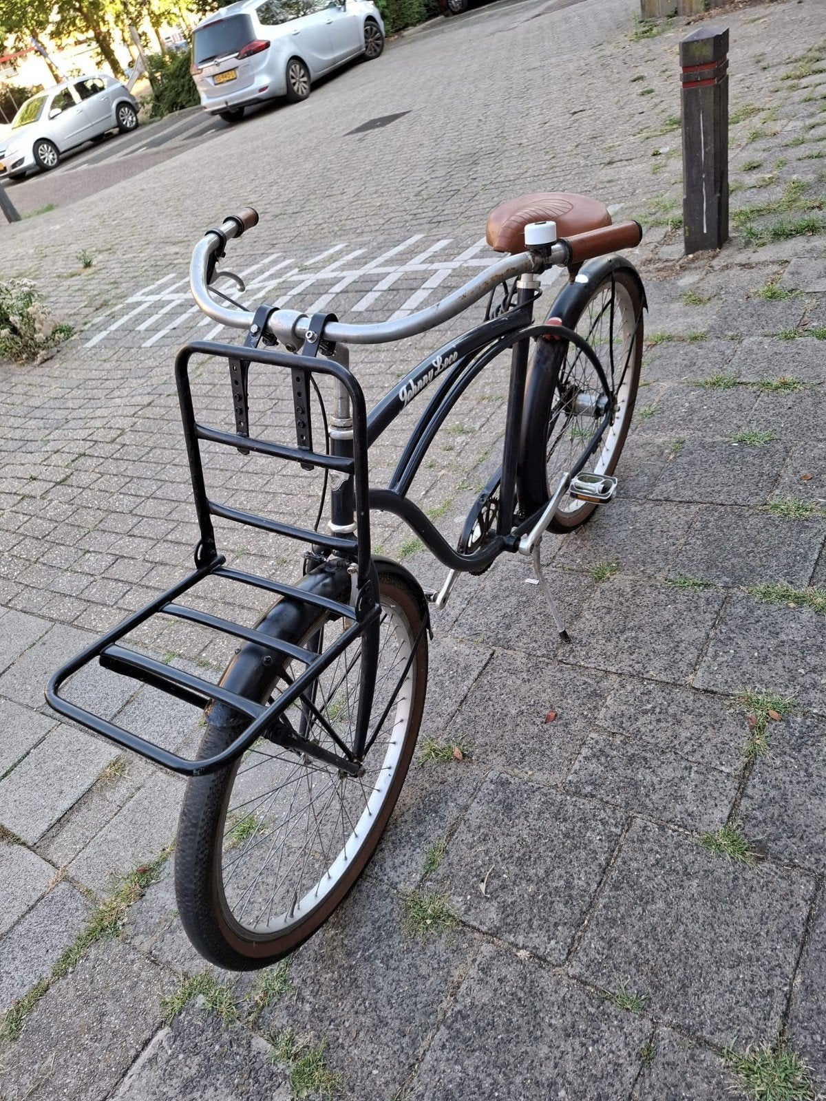 Johnny Loco Cruiser Fiets - Zwart met bruin zadel, Fietsen en Brommers, Fietsonderdelen, Ophalen, Gebruikt, Overige typen, Staal