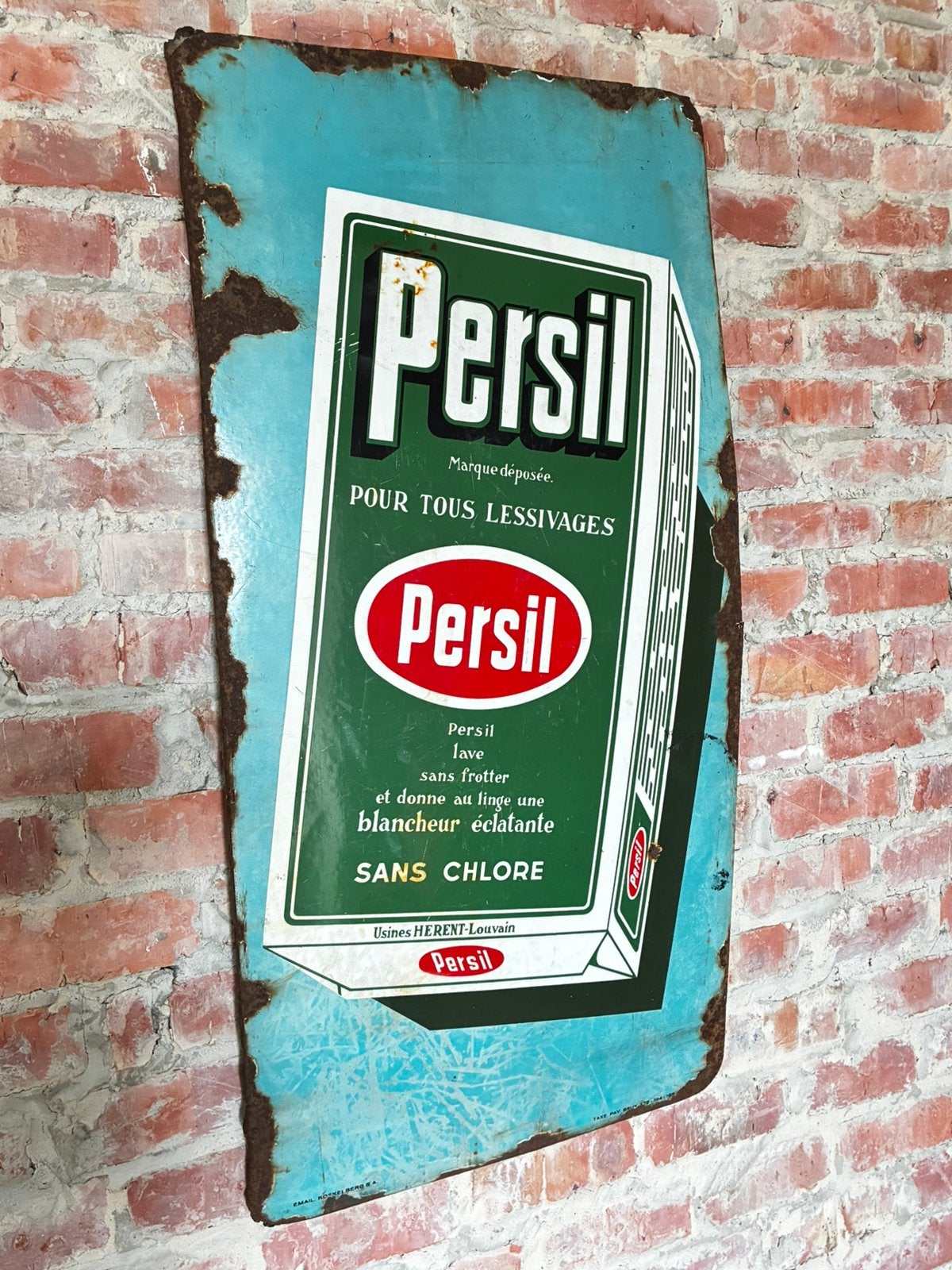 Groot emaille bord - Persil, Ophalen, Gebruikt, Reclamebord