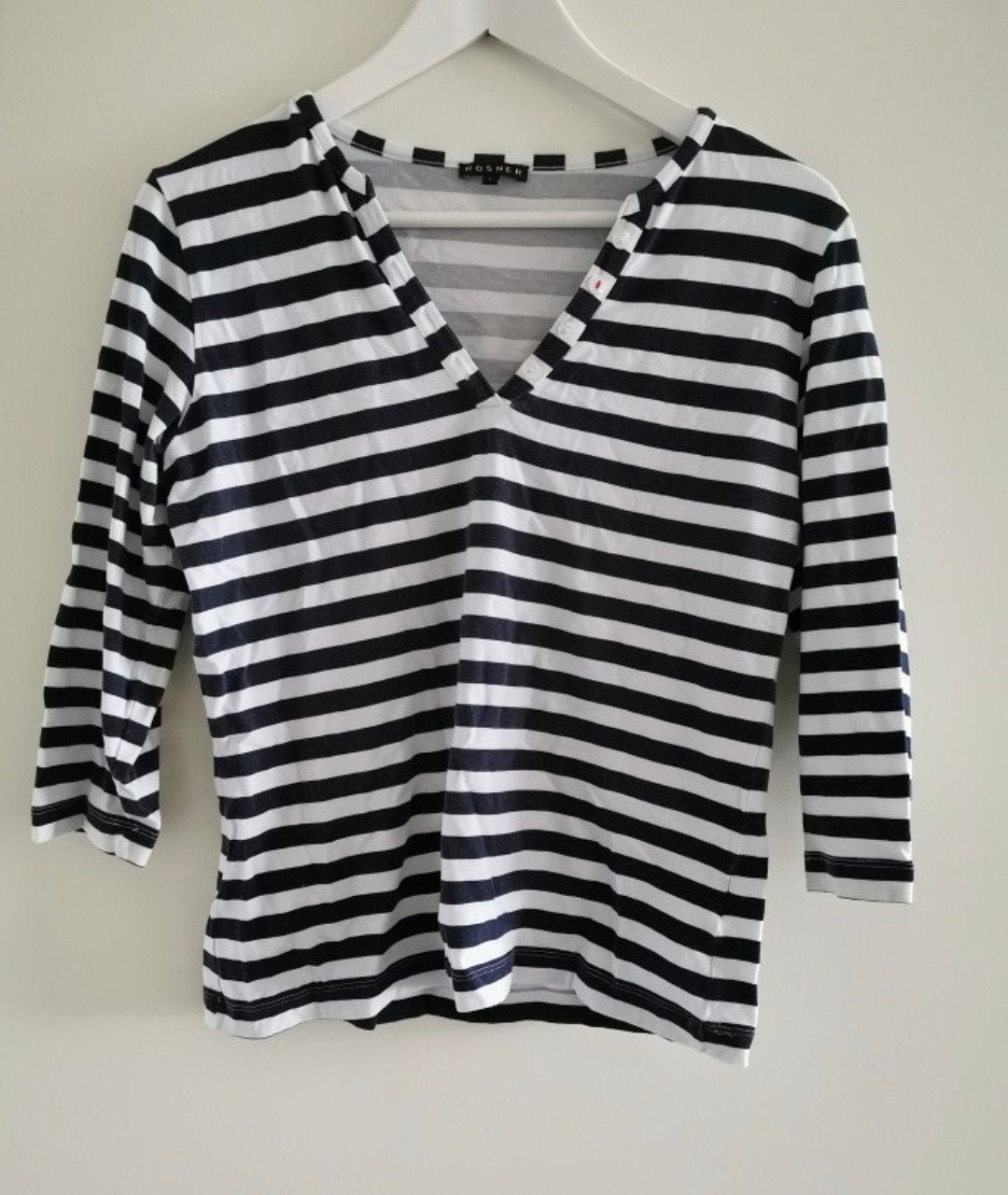 Rosner Shirt Top Blauw wit Driekwart mouw Mt L 


Mooie V-Ha, Ophalen of Verzenden, Zo goed als nieuw, Blauw, Lange mouw