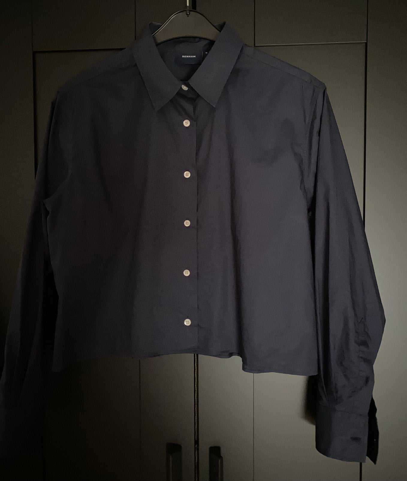 DenHam blouse , kort model donkerblauw M, Ophalen of Verzenden, Zo goed als nieuw, Blauw